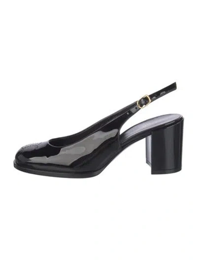 Pre-owned Celine Patent Leather Slingback Pumps In Black