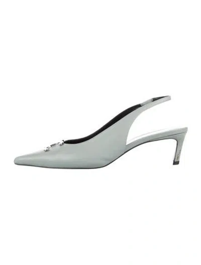 Pre-owned Celine Patent Leather Slingback Pumps In Gray