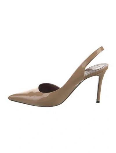 Pre-owned Celine Patent Leather Slingback Pumps In Neutral