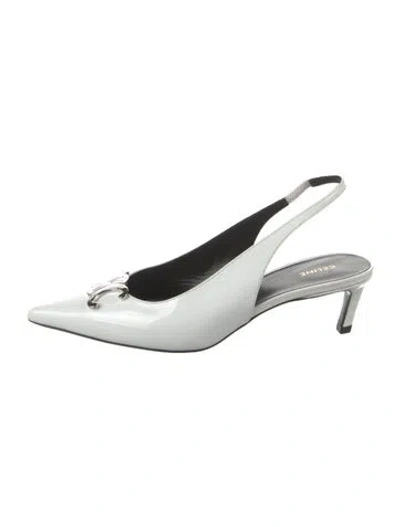 Pre-owned Celine Patent Leather Slingback Pumps In White