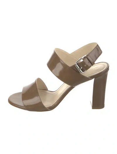 Pre-owned Celine Patent Leather Slingback Sandals In Gold
