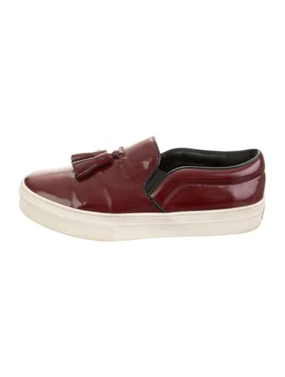 Pre-owned Celine Patent Leather Tassel Accents Loafers In Burgundy