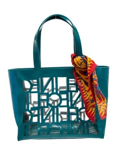 Pre-owned Celine Patent Leather Tote Vintage In Blue/clear
