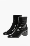 Celine Women Patent Leather Boots With Engraved Triomphe Logo In Black