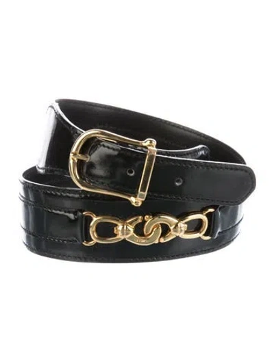 Pre-owned Celine Patent Leather Waist Belt In Black