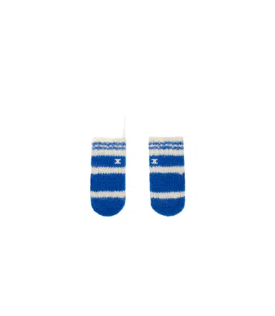 Celine Pattern Gloves In Blue