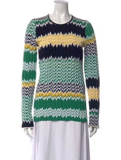 Pre-owned Celine Patterned Crew Neck Sweater In Green