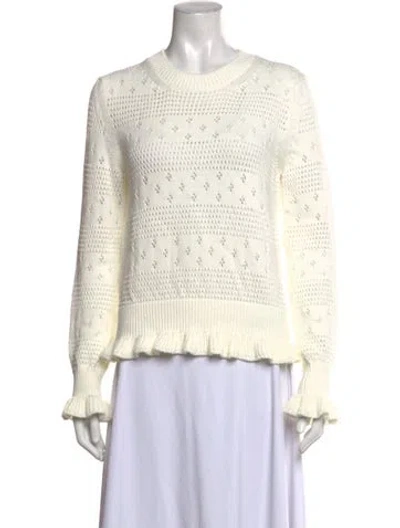 Pre-owned Celine Patterned Crew Neck Sweater In White