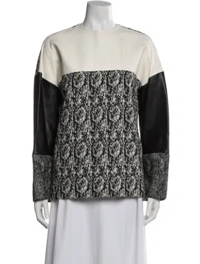 Pre-owned Celine Patterned Crew Neck Top In Black
