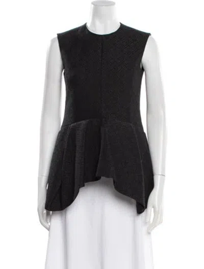 Pre-owned Celine Patterned Crew Neck Top In Black