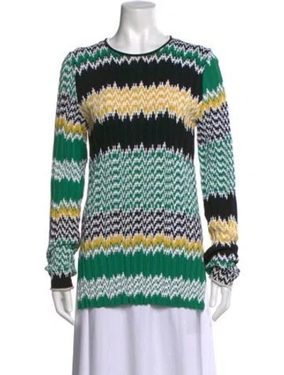 Pre-owned Celine Patterned Crew Neck Top In Green