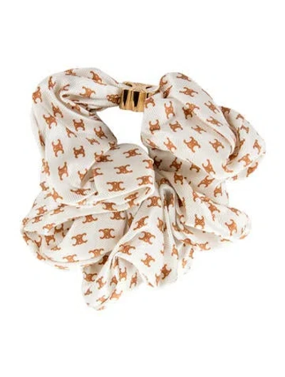 Pre-owned Celine Patterned Hair Tie In Brown/neutrals