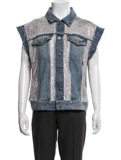 Pre-owned Celine Patterned Jacket In Blue