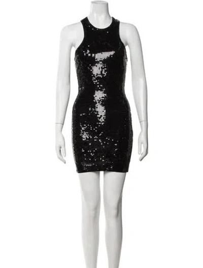 Pre-owned Celine Patterned Mini Dress In Black