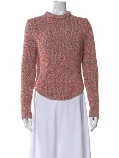 Pre-owned Celine Patterned Mock Neck Sweater In Orange