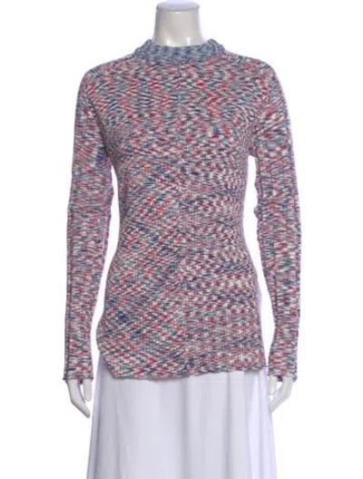 Pre-owned Celine Patterned Mock Neck Sweater In Red