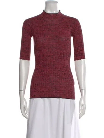 Pre-owned Celine Patterned Mock Neck Top In Pink