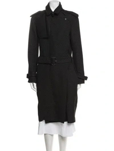 Pre-owned Celine Patterned Trench Coat In Black