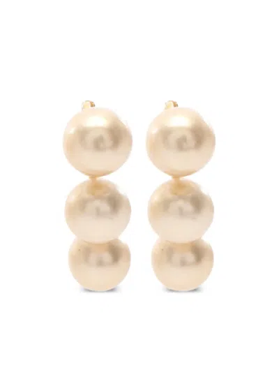 Pre-owned Celine Pearl Gold Plated Earrings