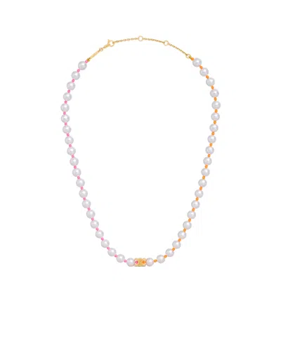 CELINE CELINE PLAGE PEARL NECKLACE IN BRASS WITH GOLD FINISH AND RESIN PEARLS
