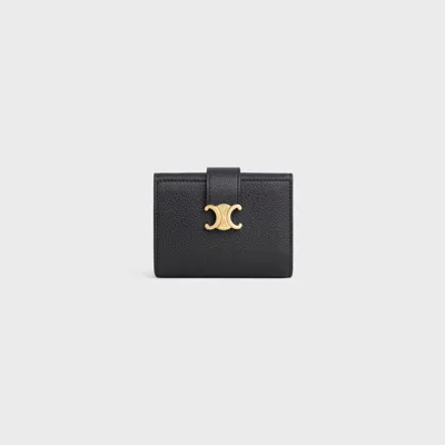 Celine Pebbled Leather Wallet In Black