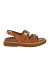 Celine Tippi Triomphe Calfskin Sandal In Brown
