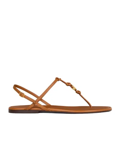Celine Penny Sandal In Supple Calfskin In Brown