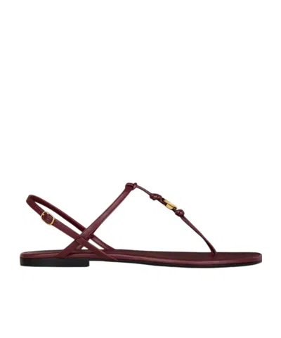 Celine Penny Sandal In Supple Calfskin In Burgundy