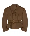 Celine Peplum Wool Jacket Structured Shoulders Collar In Brown