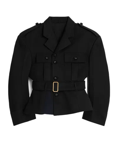 Celine Peplum Jacket In Wool Gabardine In Black