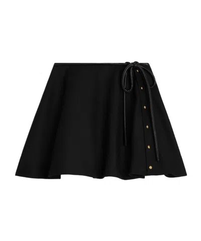 Celine Peplum Skirt In Mohair Wool In Black