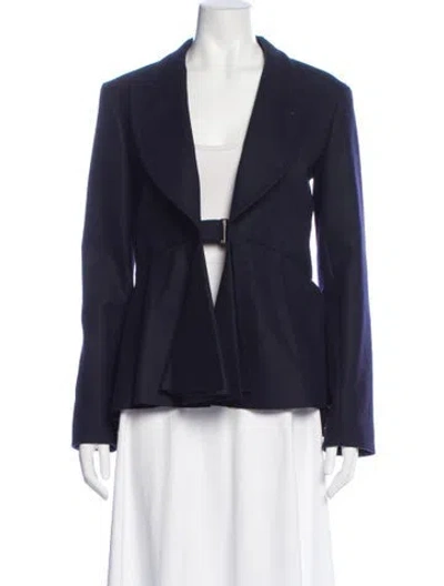 Pre-owned Celine Peplum Wool Blazer In Blue