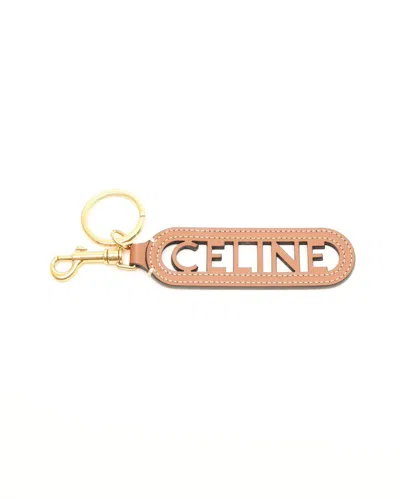 Celine Céline Perforated Key Ring Charm In Brown
