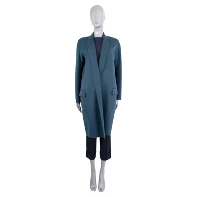 Pre-owned Celine Petrol Blue Cashmere Cocoon Coat Jacket 34 Xxs
