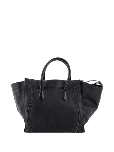 Pre-owned Celine Phantom Bag Crocodile Embossed Leather Large Tote Bag In Black
