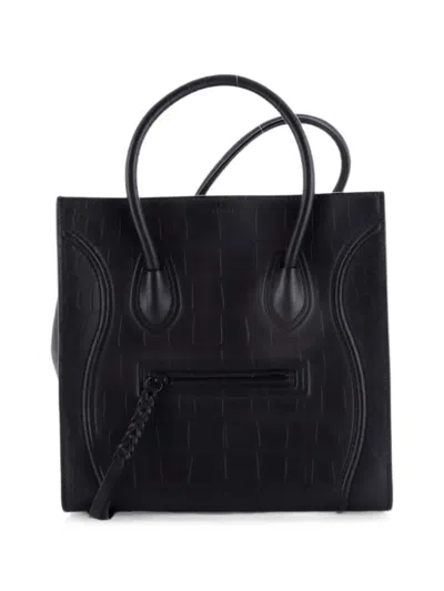 Pre-owned Celine Phantom Bag Crocodile Embossed Leather Medium Tote Bag In Black
