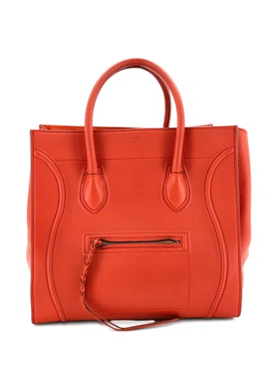 Pre-owned Celine Phantom Bag Grainy Leather Medium Tote Bag In Orange