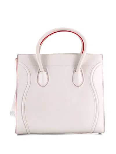 Pre-owned Celine Phantom Bag Grainy Leather Medium Tote Bag In White