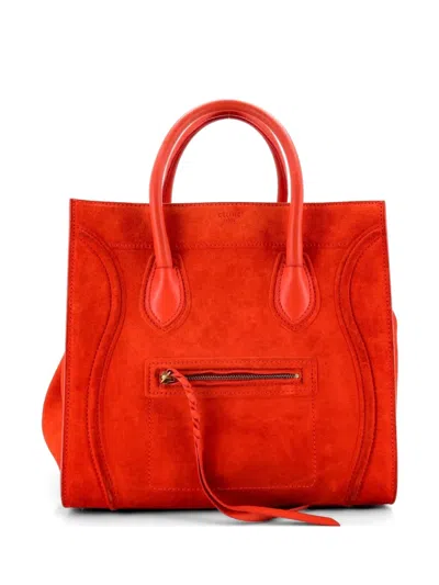 Pre-owned Celine Phantom Bag Suede Medium Tote Bag In Orange