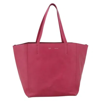 Pre-owned Celine Phantom Cabas Leather With Shearling Pink Leather Tote Bag Bag ()
