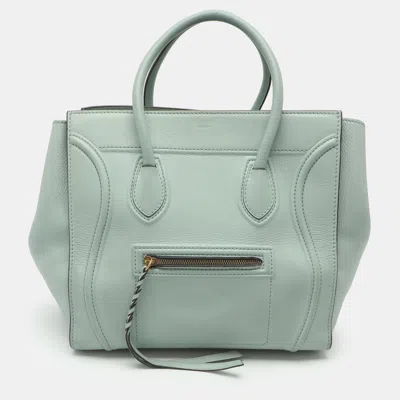 Pre-owned Celine Phantom Luggage Medium Glacier Leather Tote In Blue
