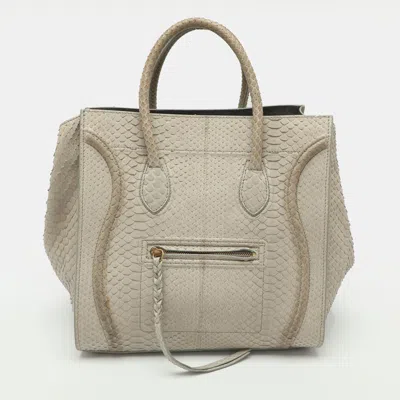 Pre-owned Celine Phantom Luggage Medium Grey Python Leather Tote