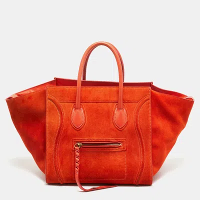 Pre-owned Celine Phantom Luggage Medium Orange Suede Tote