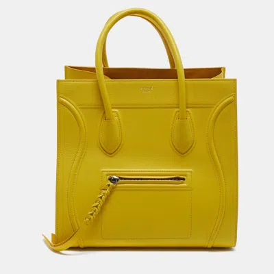 Pre-owned Celine Phantom Luggage Medium Yellow Leather Tote