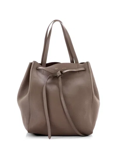 Pre-owned Celine Phantom Tie Cabas Leather Medium Tote Bag In Gray