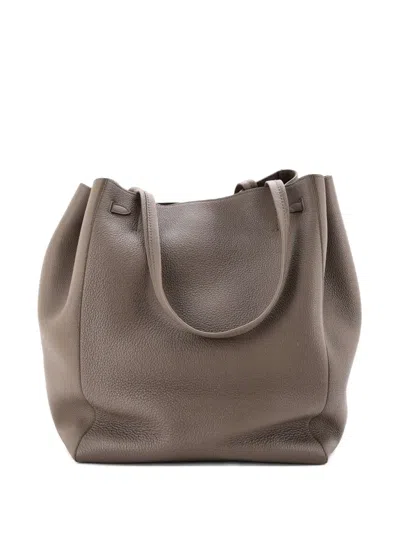 Pre-owned Celine Phantom Tie Cabas Leather Medium Tote Bag In Neutral