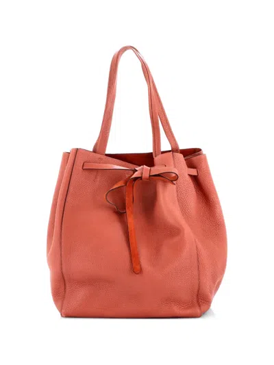 Pre-owned Celine Phantom Tie Cabas Leather Medium Tote Bag In Red