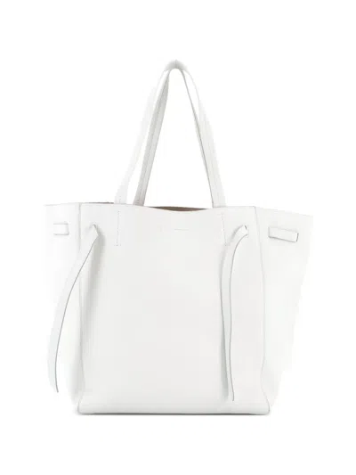 Pre-owned Celine Phantom Tie Cabas Leather Medium Tote Bag In White