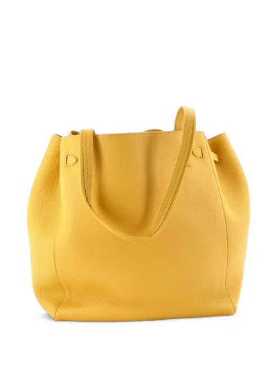 Pre-owned Celine Phantom Tie Cabas Leather Medium Tote Bag In Yellow