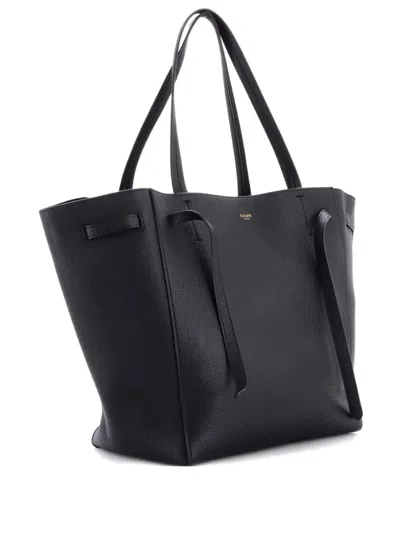 Pre-owned Celine Phantom Tie Cabas Leather Small Tote Bag In Black